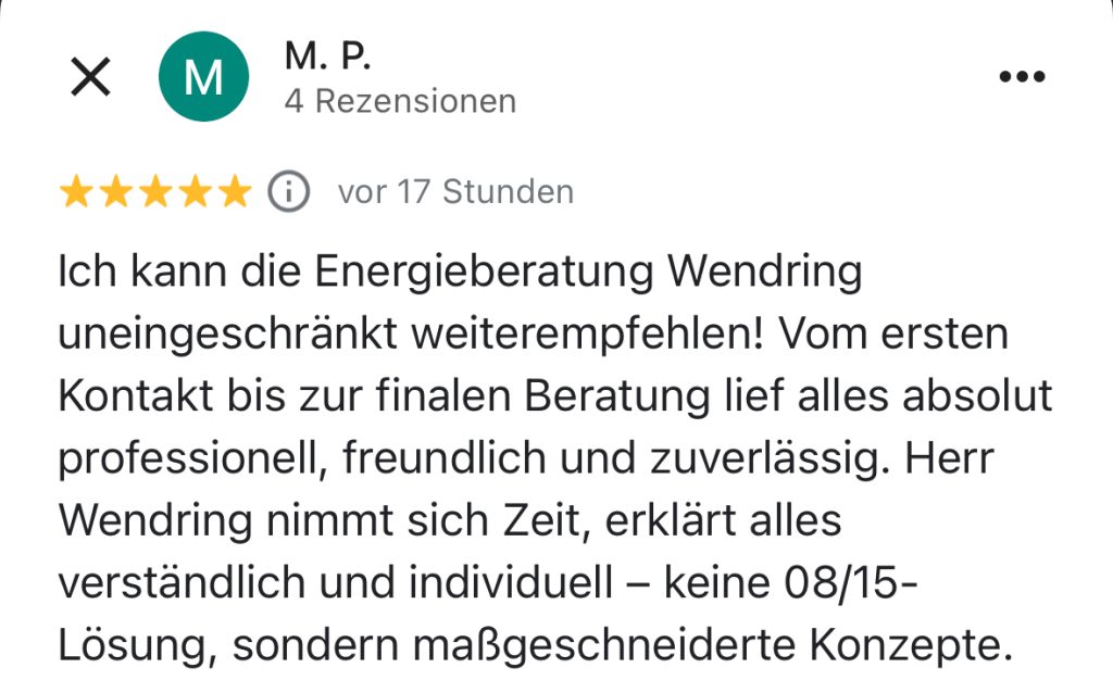 Positive Kundenrezension zur Beratung